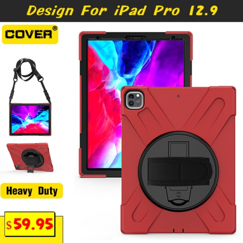 Smart Stand Heavy Duty Case For iPad Pro 12.9 2022/2021/2020/2018 With Shoulder Strap