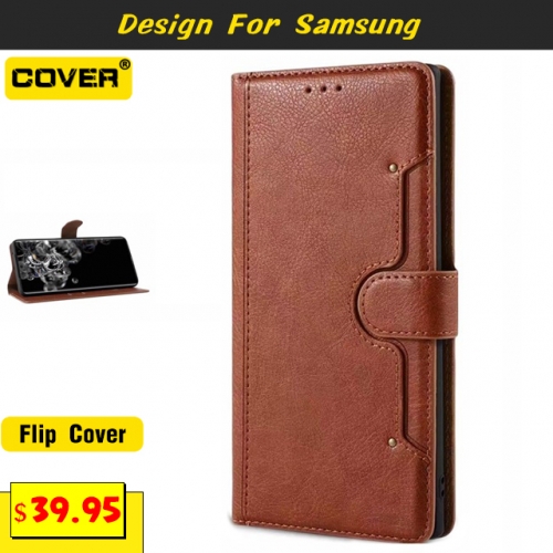 Leather Flip Cover For Samsung Galaxy S21/S21 Plus/S21 Ultra/S20/S20 Plus/S20 Ultra/A72/A52/A32/A71/A51