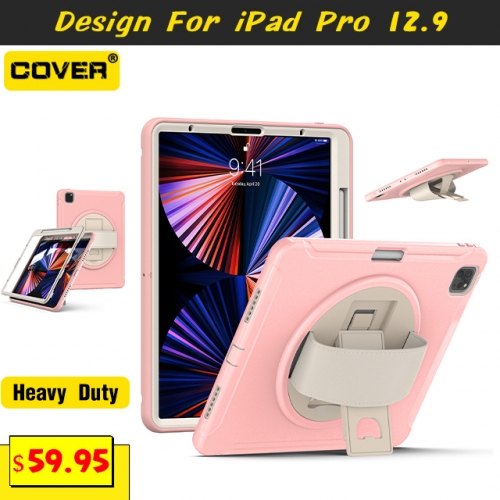 Smart Stand Anti-Drop Case For iPad Pro 12.9 2021 With Pen Slot And Hand Strap