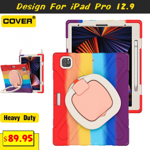 Handle Grip Heavy Duty Case For iPad Pro 12.9 2022/2021/2020/2018 With Pen Slot And Shoulder Strap