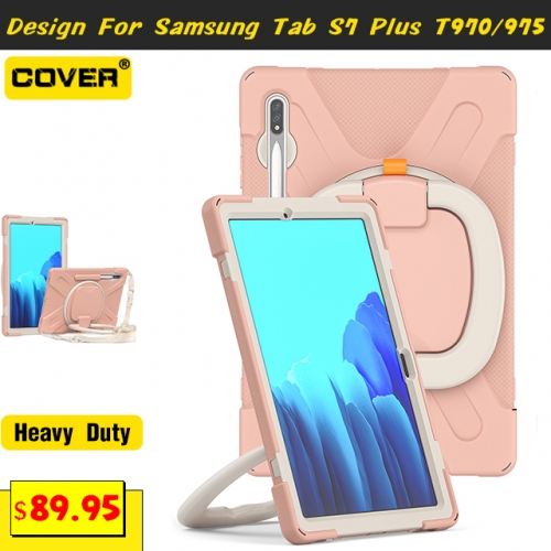 Smart Stand Heavy Duty Case For Galaxy Tab S7+ 12.4 T970/975 With Pen Slot And Shoulder Strap