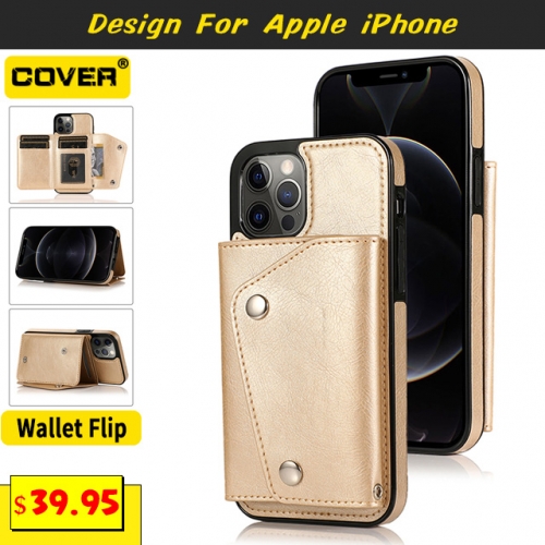Leather Wallet Case For iPhone 12/12 Pro/12 Pro Max/12 Mini/11/11 Pro/11 Pro Max/X/XS/XR/XS Max/SE2/6/7/8 Series