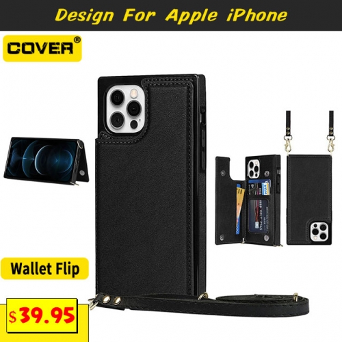 Leather Flip Cover For 12/12 Pro/12 Pro Max/12Mini/11/11 Pro/11 Pro Max/X/XS/XR/XS Max/SE2/6/7/8 Series