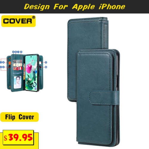 Leather Wallet Case Cover For iPhone 15/15 Plus/15 Pro/15 Pro Max/iPhone14/13 Mini/12 Mini/11/X/XS/XR/XS Max/SE2/8/7/6