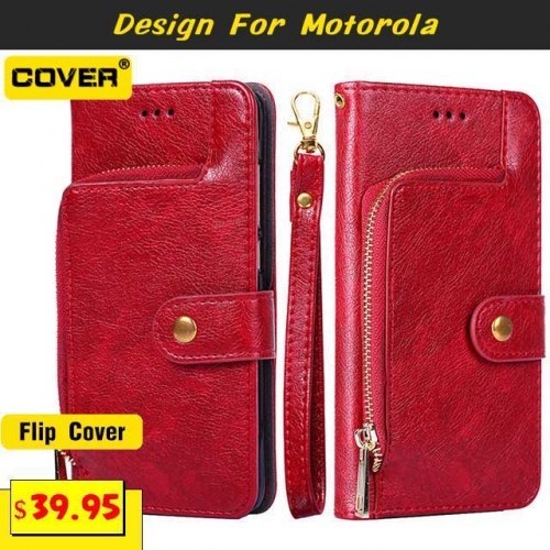 Leather Wallet Case Cover For MOTO G50