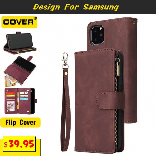 Leather Wallet Case Cover For Samsung Galaxy S23/S23 Plus/S23 Ultra/S21 FE/S20 FE/S10/S10e/S9/S8