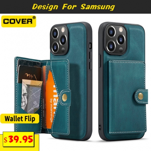 Leather Wallet Case Cover For Samsung Galaxy S23/S23 Plus/S23 Ultra/S22/S22 Plus/S22 Ultra/S21/S21 Plus/S21 Ultra/S21 FE/S20/S20 Plus/S20 Ultra/S20 FE