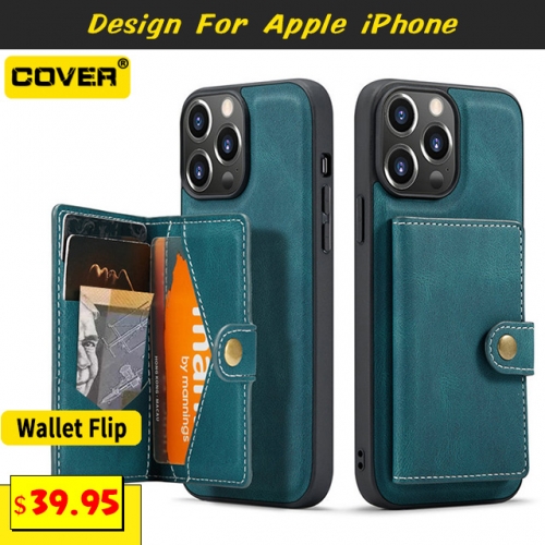 Leather Wallet Case Cover For iPhone 15/15 Plus/15 Pro/15 Pro Max/iPhone14/13 Mini/12 Mini/11/X/XS/XR/XS Max/SE3/SE2/8/7