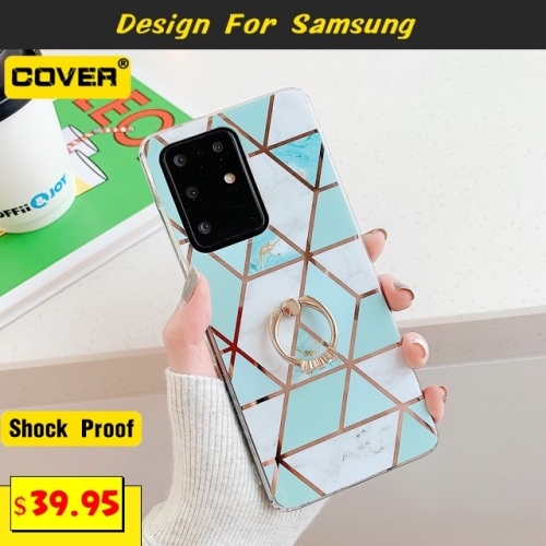 The Latest 2021 Model Of Anti-Drop Colorful Geometric Case For Samsung Note 20 Ultra With Ring