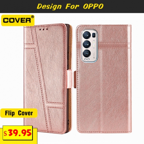 Leather Wallet Case Cover For OPPO Reno8/Reno8 Lite/Reno8 Pro/Find X5/Find X5 Lite/Find X5 Pro/Find X3/Find X3 Lite/Find X3 Pro/A76/A96/A74/A54/A77