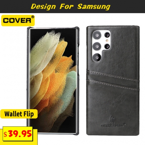 Leather Wallet Case Cover For Samsung Galaxy S23/S23 Plus/S23 Ultra/S22/S21/S20/S20 FE/S10/S9/S8