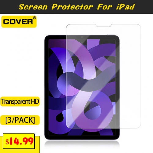 3PCS Transparent HD Tempered Glass For iPad