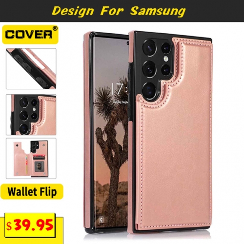 Leather Wallet Case Cover For Samsung Galaxy S24/S23/S23 Plus/S23 Ultra/S22/S22 Plus/S22 Ultra/S21/S21 Plus/S21 Ultra/S20 FE/S10/S10 Plus/S10e