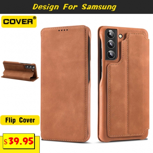 Leather Wallet Case For Samsung Galaxy S21/S21Plus/S21Ultra/S20/S20Plus/S20Ultra/S20FE/S10/S10Plus/S10E/S9/S9Plus/S8/S8Plus