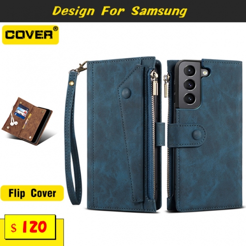 Leather Wallet Case Cover For Samsung Galaxy S24/S23/S23 Plus/S23 Ultra/S22/S22 Plus/S22 Ultra/S21/S21 Plus/S21 Ultra