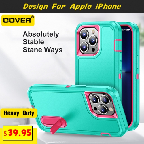 Smart Stand Shockproof Heavy Duty Case Cover For iPhone 15/15 Plus/15 Pro/15 Pro Max/iPhone14/13 Mini/12/11/X/XS/XS Max/SE3/SE2/8/7/6