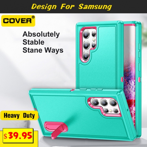 Smart Stand Shockproof Heavy Duty Case Cover For Samsung Galaxy S24/S23/S23 Plus/S23 Ultra/S22/S22 Plus/S22 Ultra