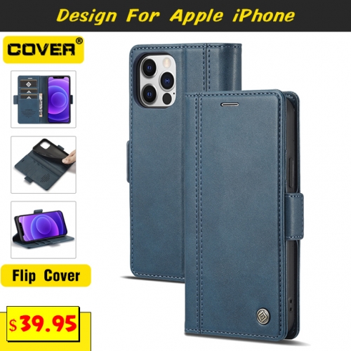 Leather Wallet Case Cover For iPhone 15/15 Plus/15 Pro/15 Pro Max/14/13 Mini/12 Mini/11/X/XS/XR/XS Max/SE3/SE2/8/7