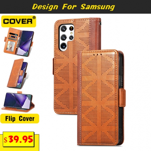 Leather Wallet Case Cover For Samsung Galaxy S24/S24+/S24 Ultra/S23 FE/S22/S21/S20 FE
