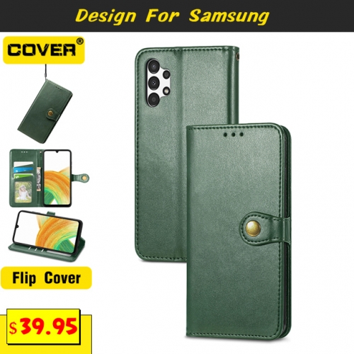 Leather Wallet Case Cover For Samsung Galaxy S24/S24+/S24 Ultra/S23 FE/S22/S21/S20/S10/S9/S8