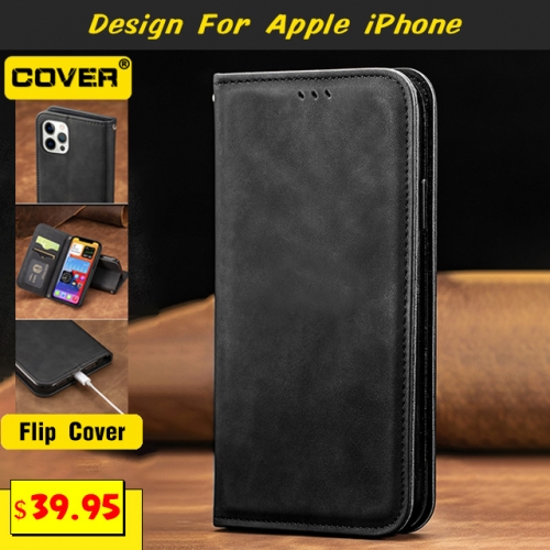 Leather Wallet Case Cover For iPhone 15/15 Plus/15 Pro/15 Pro Max/14/13 Mini/12 Mini/11/X/XS/XR/XS Max/SE3/SE2/8/7/6