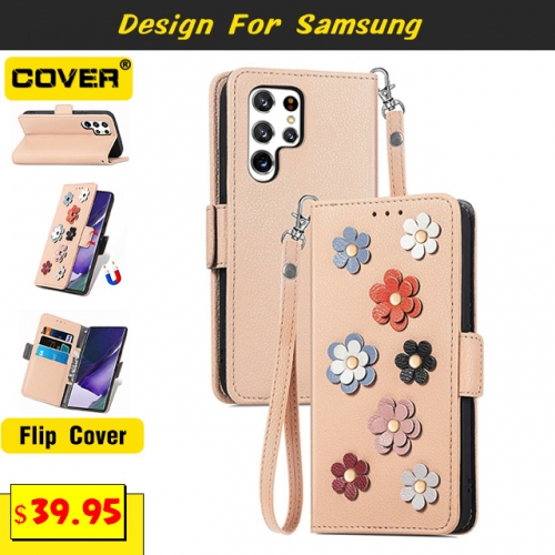 Leather Wallet Case Cover For Samsung Galaxy S24/S23/S23 Plus/S23 Ultra/S22/S21 FE/S20 FE/S10/S10e/S9/S8