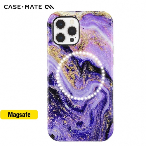 LuMee Halo Gold Glitter Purple Marble Case For iPhone 12 Pro Max/12 Mini