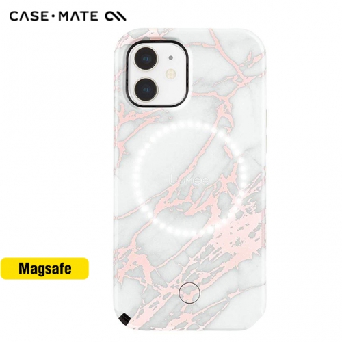 LuMee Halo Rose Metallic White Marble Case For iPhone 12/12Pro/12 Pro Max/12 Mini