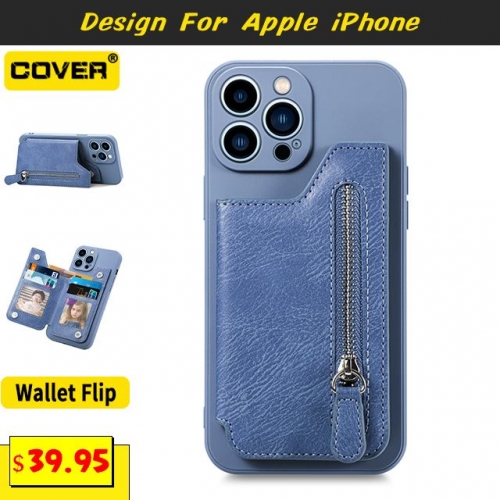 Leather Wallet Case Cover For iPhone 15/15 Plus/15 Pro/15 Pro Max/14/13 Mini/12 Mini/11/X/XS/XR/XS Max/SE3/SE2/8/7/6
