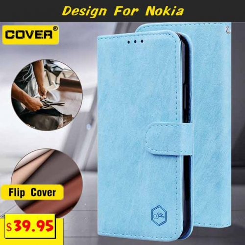 Leather Wallet Case Cover For Nokia Nokia G21/G20