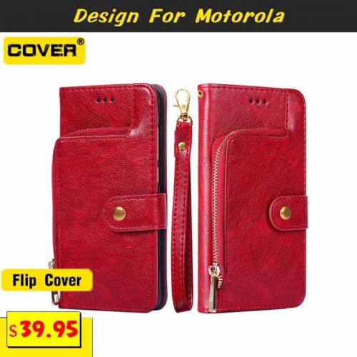 Leather Wallet Case Cover For Motorola G22/G50