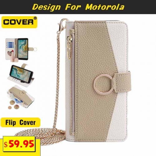Leather Wallet Case Cover For Motorola G50