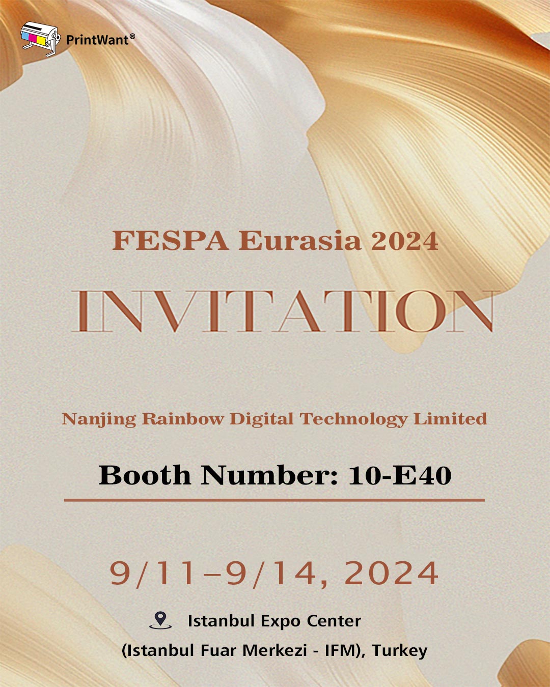 PrintWant will be present at the 2024 Fespa Eurasia exhibition, and will jointly write a new chapter of DTF technology