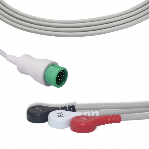 Comen 3 Lead Fixed ECG Cable - Snap Connector (G3155S)