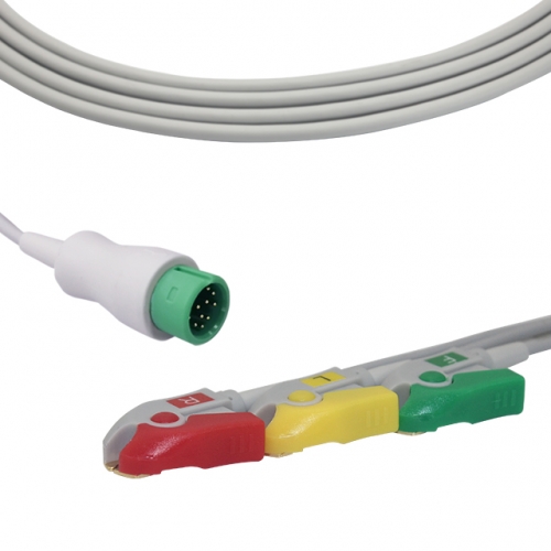 Comen 3 Lead Fixed ECG Cable - Pinch Connector (G3155P)