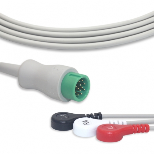 Biolight 3 Lead Fixed ECG Cable - Snap Connector (G3147S)