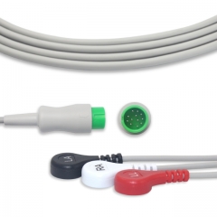 Bistos 3 Lead Fixed ECG Cable - Snap Connector (G31124S)