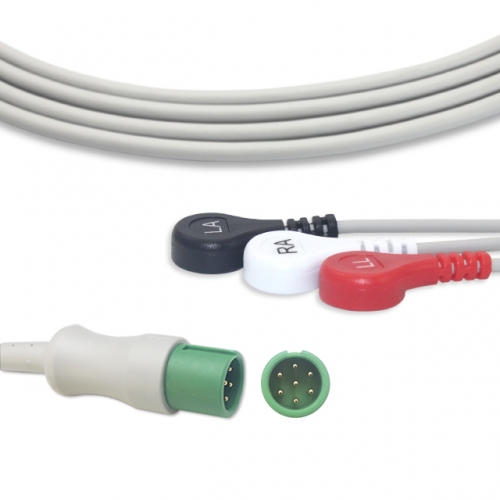 Contec 3 Lead Fixed ECG Cable - Snap Connector (G31135S)
