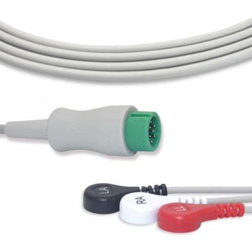 Yonker 3 Lead Fixed ECG Cable - Snap Connector (G31118S)