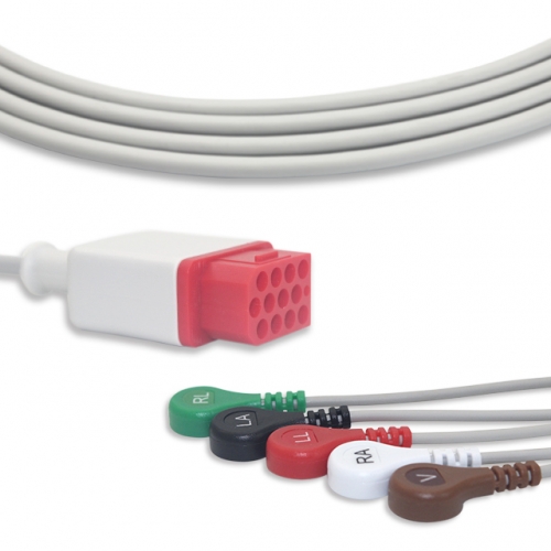 Bionet 5 Lead Fixed ECG Cable - Snap Connector (G5149S)
