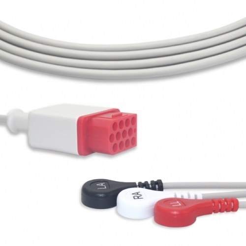 Bionet 3 Lead Fixed ECG Cable - Snap Connector (G3149S)