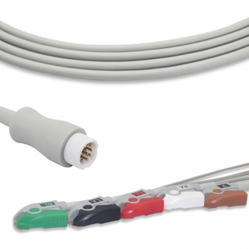General 5 Lead Fixed ECG Cable - Pinch Connector (G5124P)