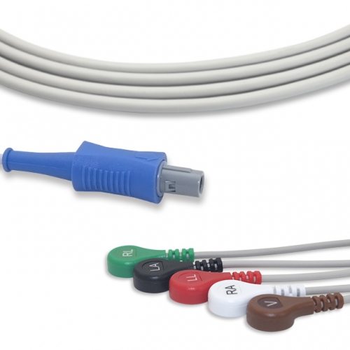 Biosys 5 Lead Fixed ECG Cable - Snap Connector (G5105S)