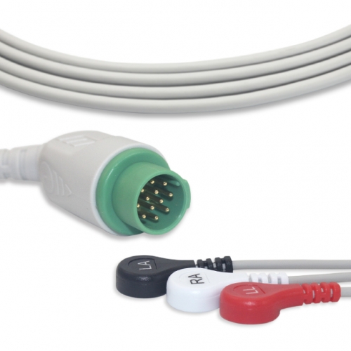 Biolight 3 Lead Fixed ECG Cable - Snap Connector (G3135S)