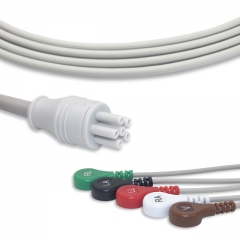 Colin 5 Lead Fixed ECG Cable - Snap Connector (G5106S)