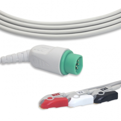 Drager-Siemens 3 Lead Fixed ECG Cable - Pinch Connector (G3108P)