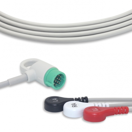 Medtronic-Physio 3 Lead Fixed ECG Cable - Snap Connector (G3115S)