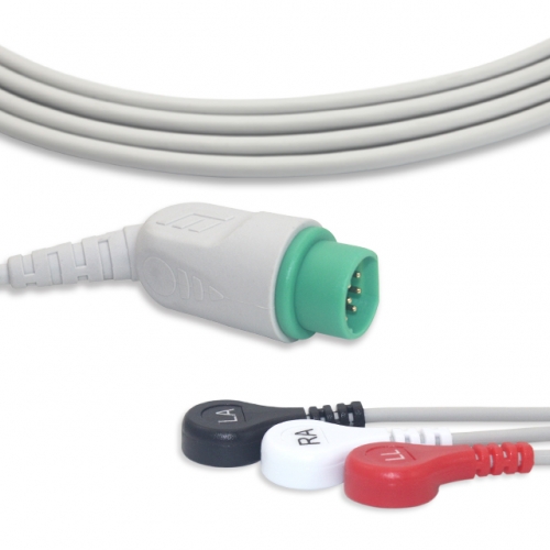 Drager-Siemens 3 Lead Fixed ECG Cable - Snap Connector (G3108S)