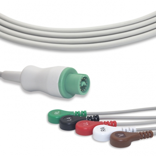 Fukuda Denshi 5 Lead Fixed ECG Cable - Snap Connector (G5133S)