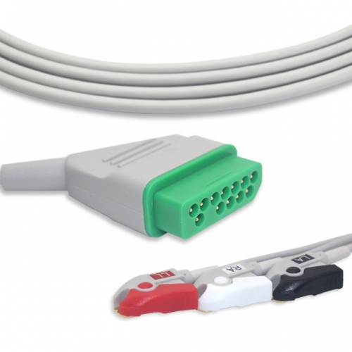 Nihon Kohden 3 Lead Fixed ECG Cable - Pinch Connector (G3122P)